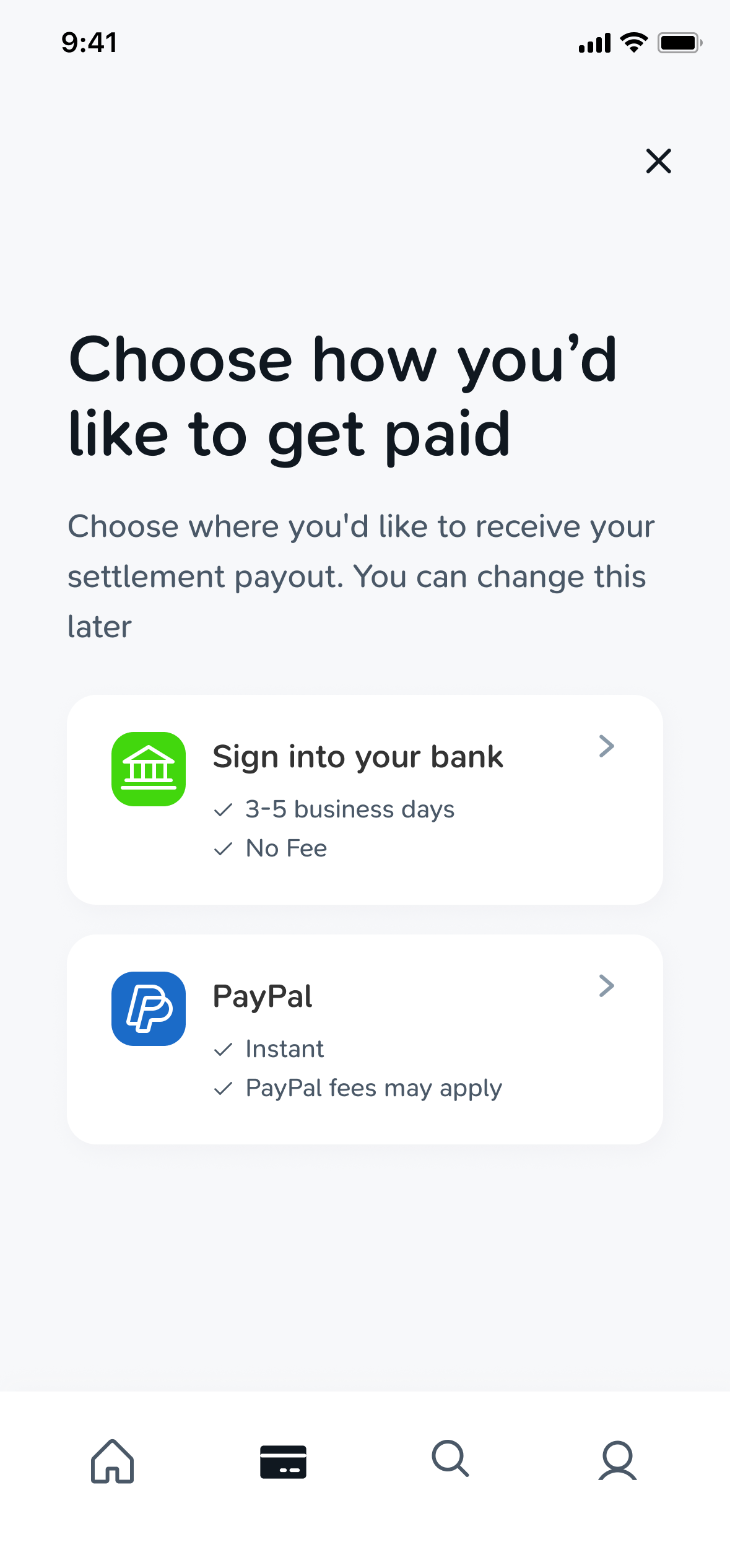 Claims App Connect Bank account